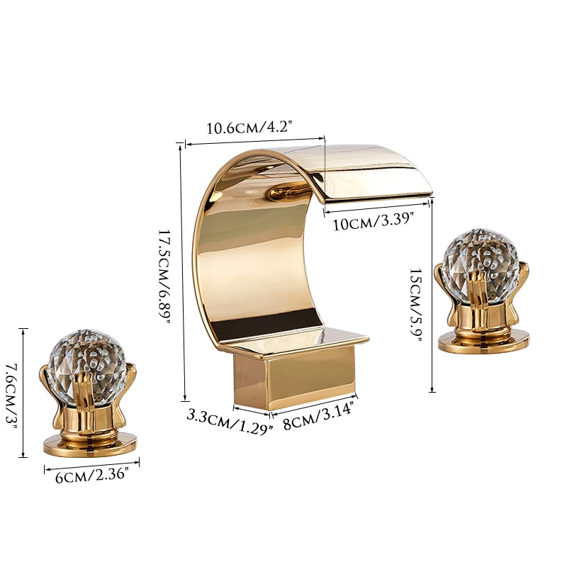 Wanmivezlo Waterfall Bathroom Basin Faucet Deck Mounted Cold Hot Water Mixer Single Hole Water Tap 3 Holes Washing Tap