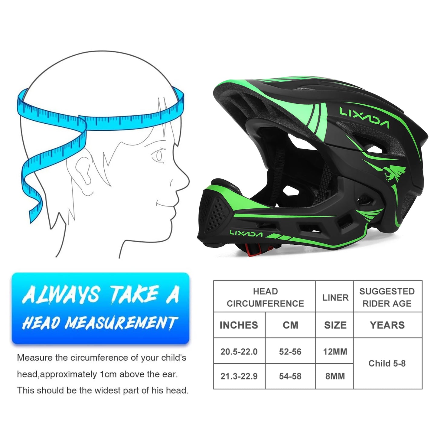 Lixada Kids Detachable Full Face Helmet for Sports Safety
