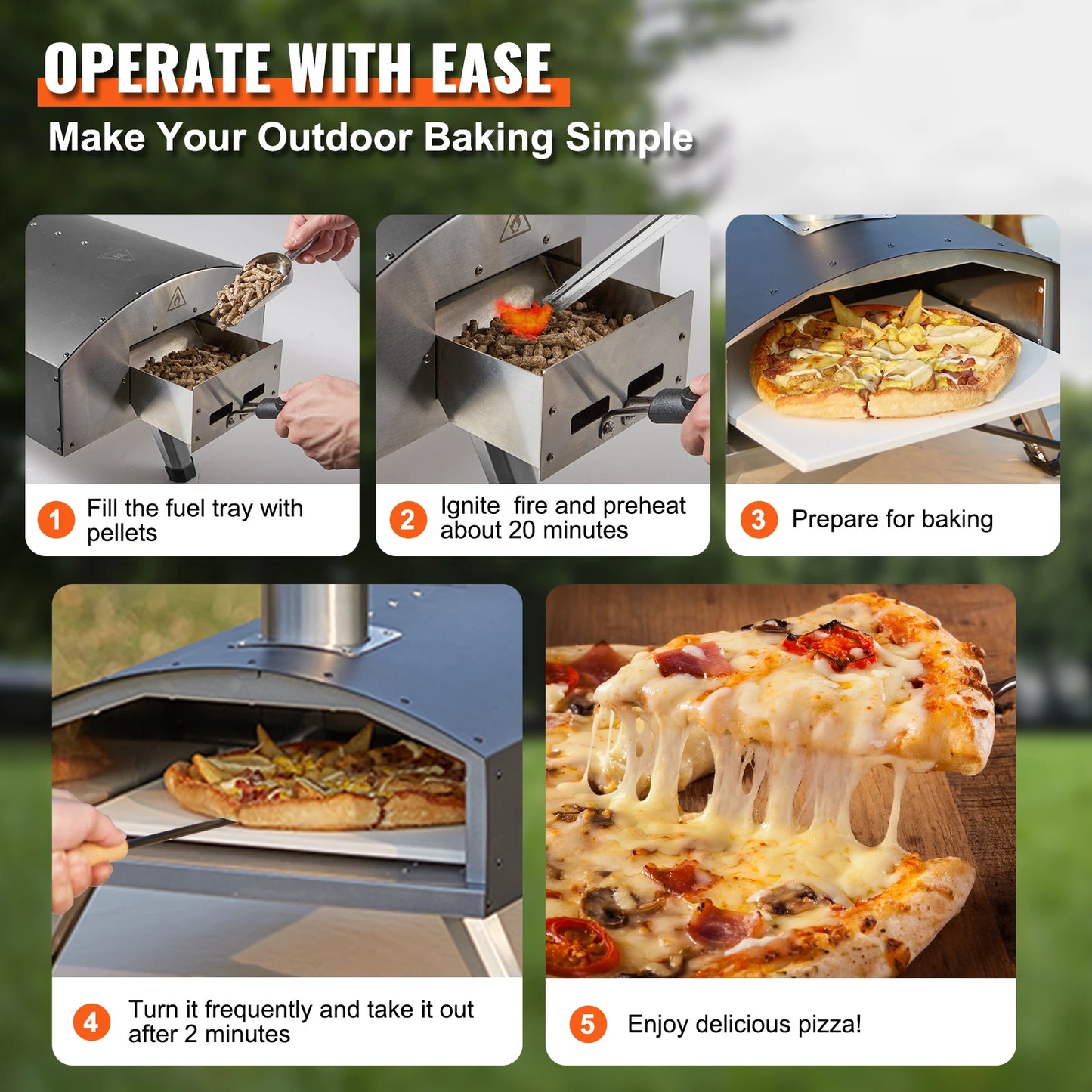 VEVOR 12 Inch Portable Wood Fired Pizza Oven for Outdoors