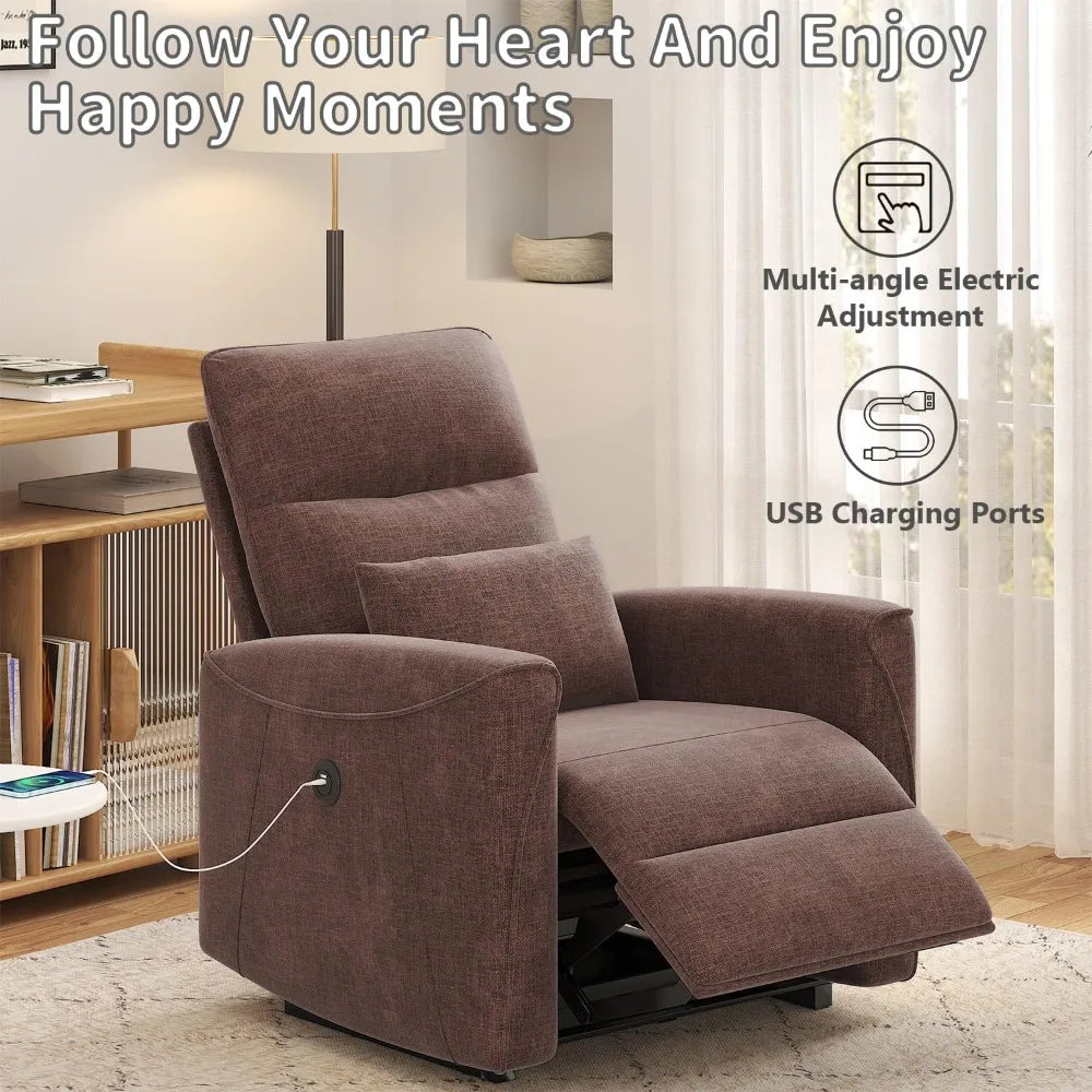 Power Recliner Chair with Adjustable Backrest Footrest, with Lumbar Support USB Port, Ultra-Comfy Electric Reclining Chair