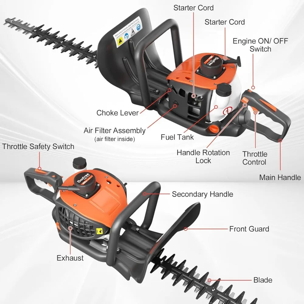 2 Cycle Gas Hedge Trimmer, 24-Inch 42cc Dual Sided Blade,Lightweight Ideal for Trimming Shrubs and Bushes (Black)