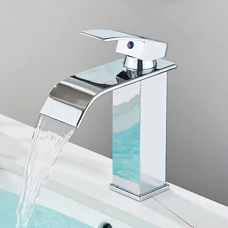 Basin Faucet 5 Colors Deck Mounted Single Handle Bathroom Crane Long Spout Lavatory Sink Hot Cold Mixer Tap
