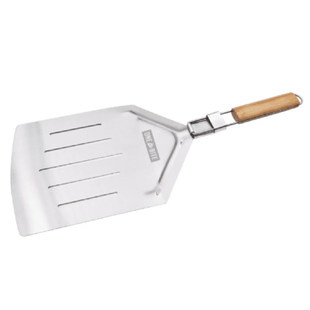 Stainless Steel Pizza Peel Wood Handle Durable Pizza Spatula Food Turner Kitchen Utensil Slotted Design Easy Handling Cooking