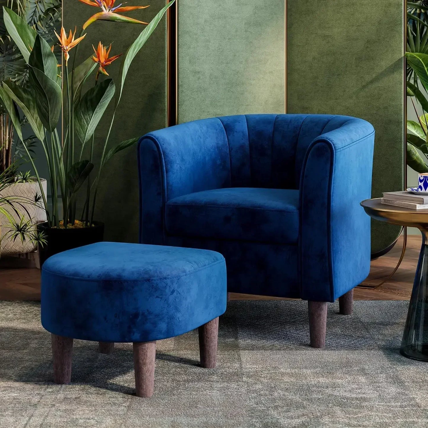 Velvet Accent Chair, Barrel Chair with , Modern Comfy Reading Chair Armchair for Living Room Study Room Office, Yellow
