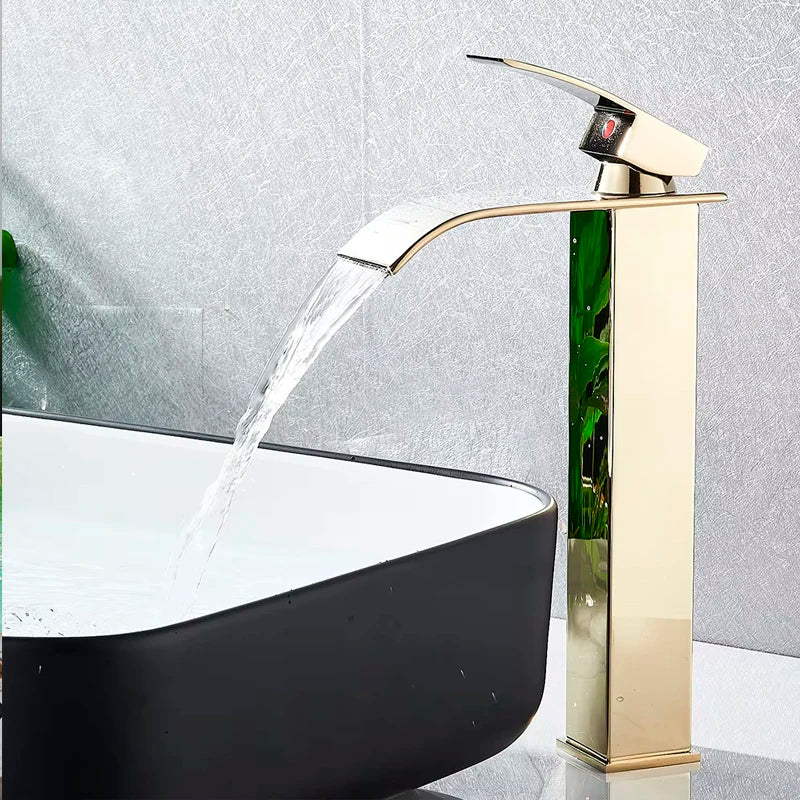 Basin Faucet 5 Colors Deck Mounted Single Handle Bathroom Crane Long Spout Lavatory Sink Hot Cold Mixer Tap
