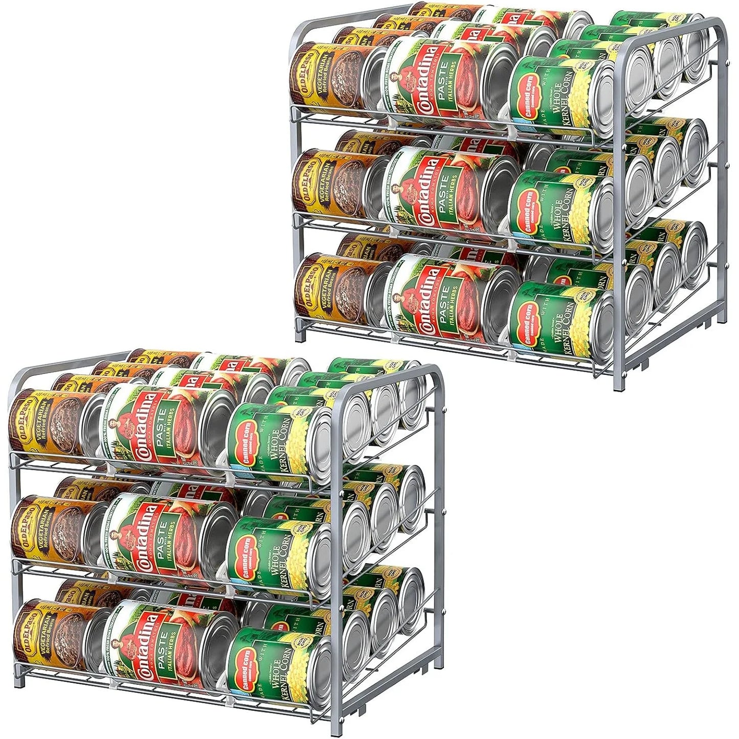 Hign-concerned Stackable Can Organizer 2-Pack Holds 36 Cans
