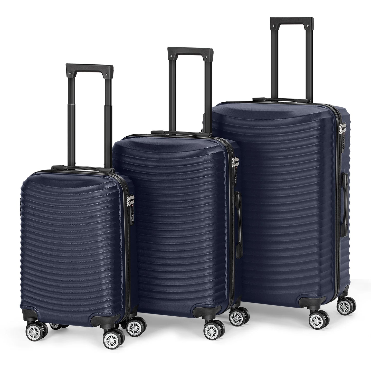 3-Piece ABS Hardshell Luggage Set w/TSA Lock - 28in Large Suitcase with Silent 360° Spinner Wheels, Check-In Travel Suitcase