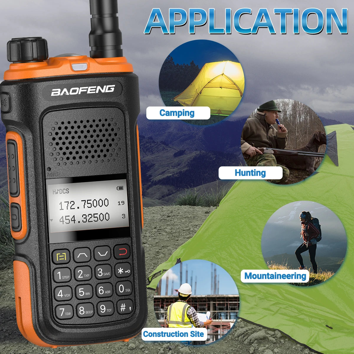 2PCS BAOFENG Walkie Talkie Original Long Range Wireless Copy Frequency UHF VHF 999CH NOAA Type-C Charger Ham Radio for Hunting