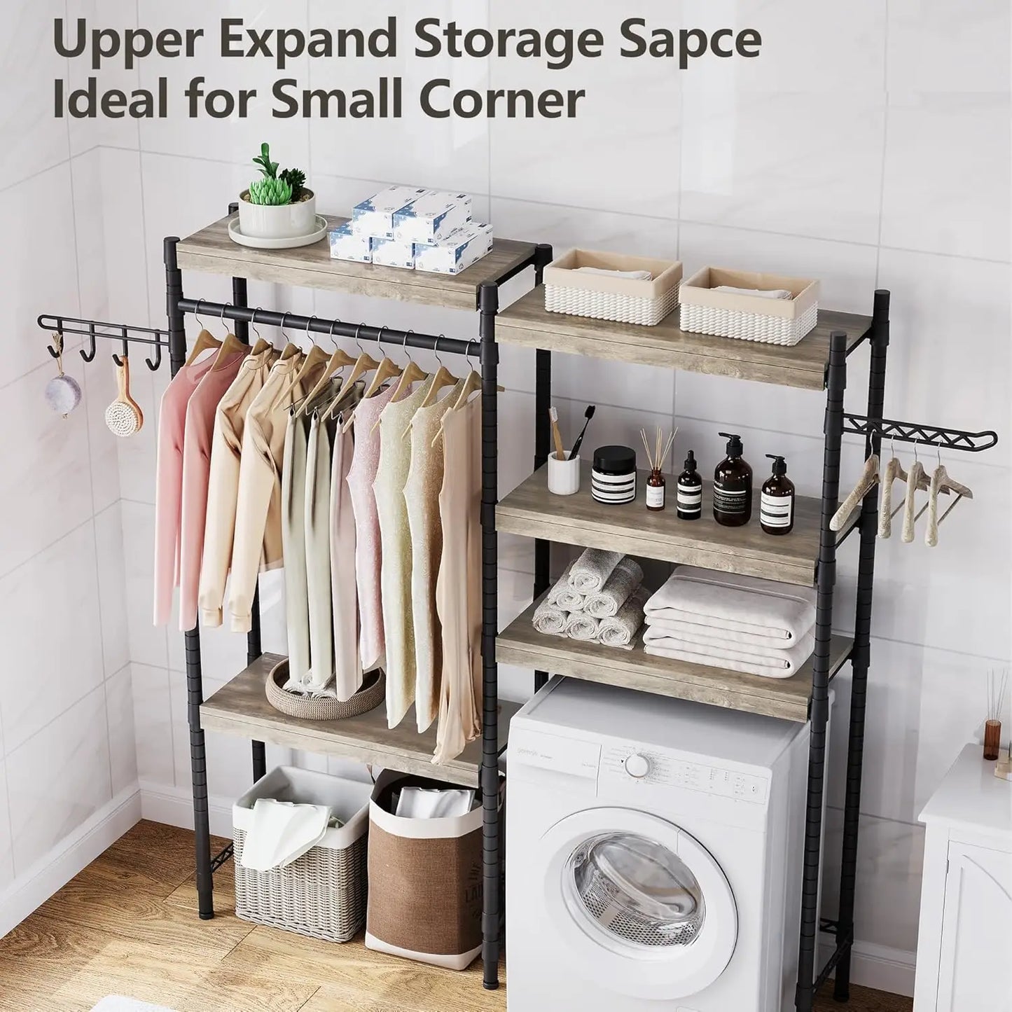 Hignconcerned 5 Tier Washer Storage Shelf Laundry Organizer