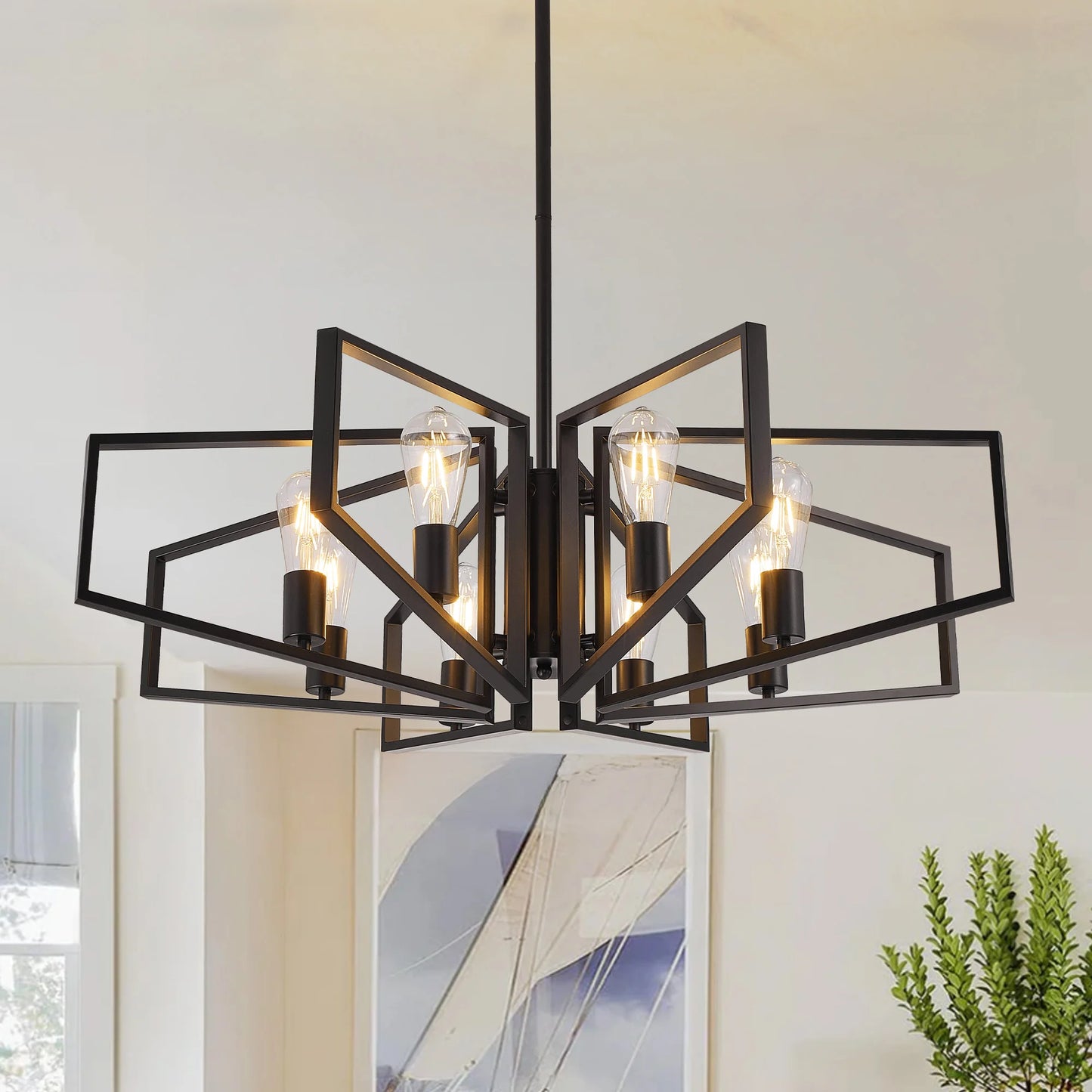Modern 8 Light Geometric Chandelier Pendant Adjustable