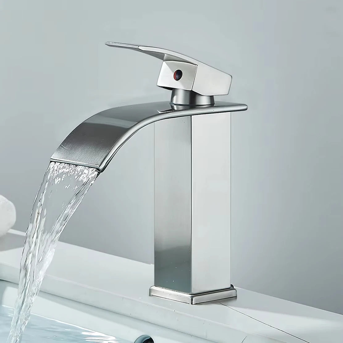 Basin Faucet 5 Colors Deck Mounted Single Handle Bathroom Crane Long Spout Lavatory Sink Hot Cold Mixer Tap
