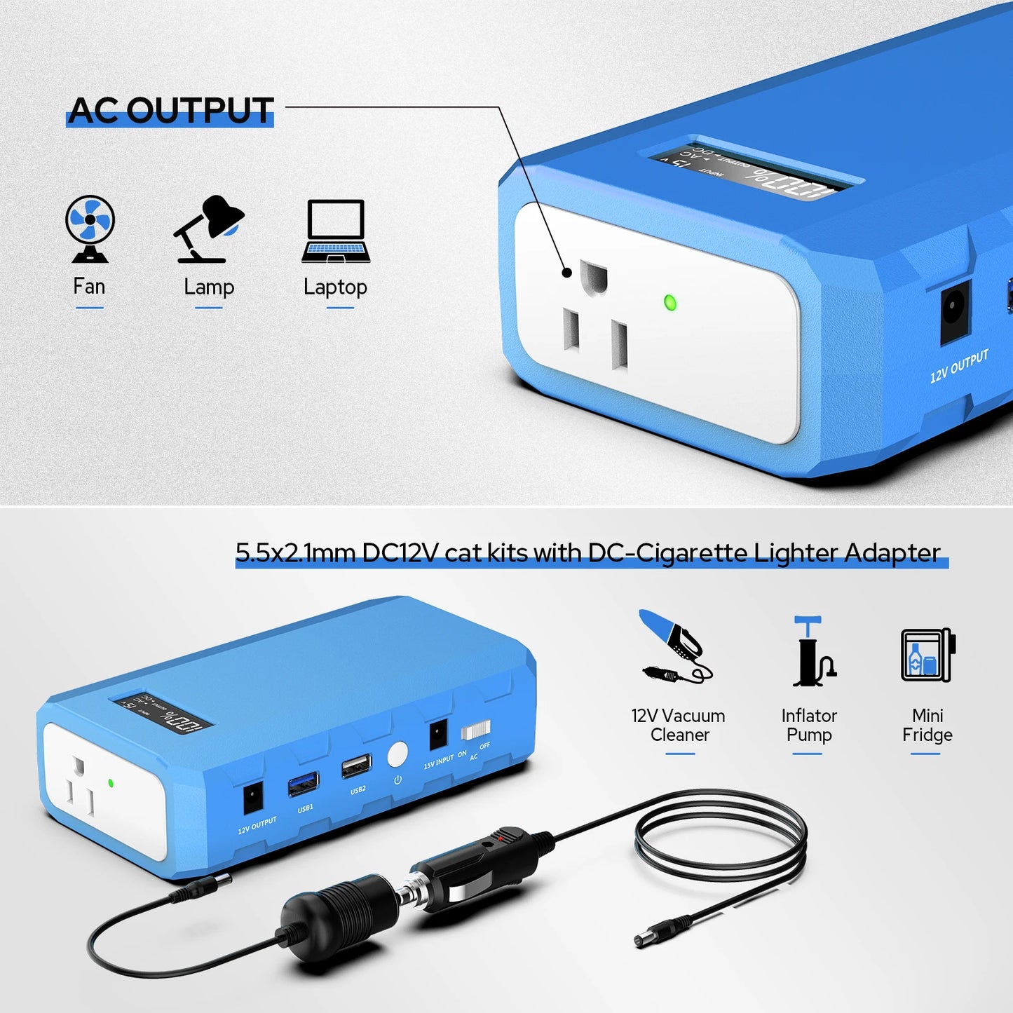 Portable Power Bank Battery Charger with AC DC Outlet 88.8Wh 65W Outdoor Small Generators for Backup Camping Outdoor Emergency