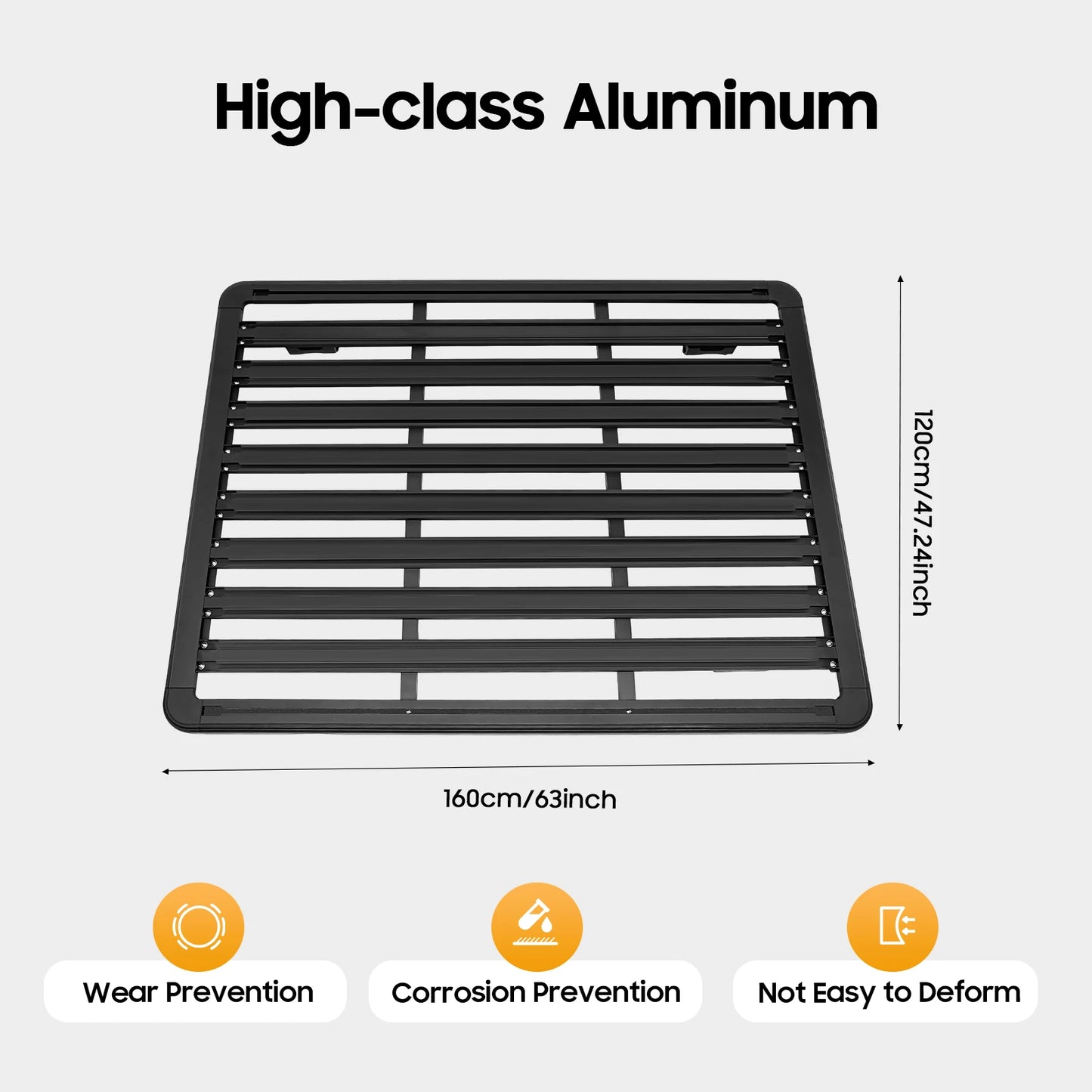 Universal Aluminum Car Roof Top Platform Rack, Luggage Carrier for SUV Truck Van, Direct Mount 150-200kg Capacity Exterior Parts