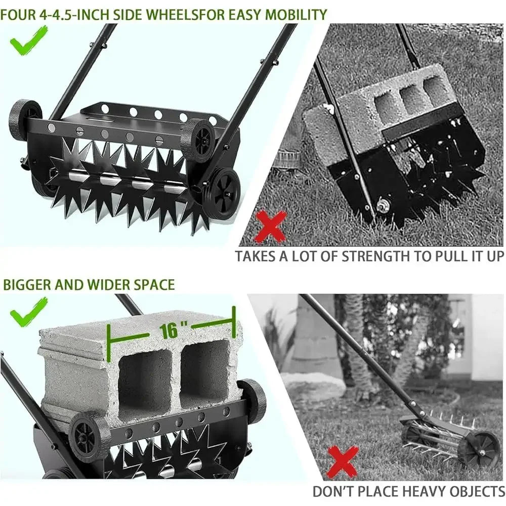 XMSJ Lawn Aerator Tool Heavy Duty Spike Wheels Garden
