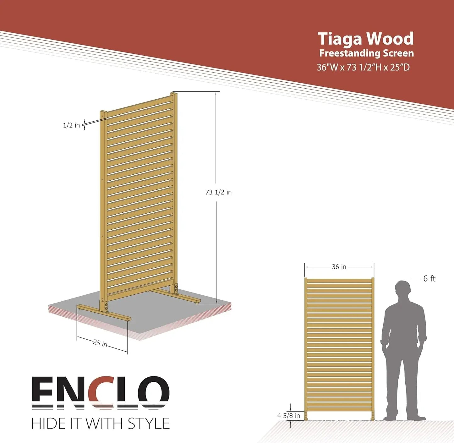 Hignconcerned Privacy Screen Freestanding Wood Outdoor