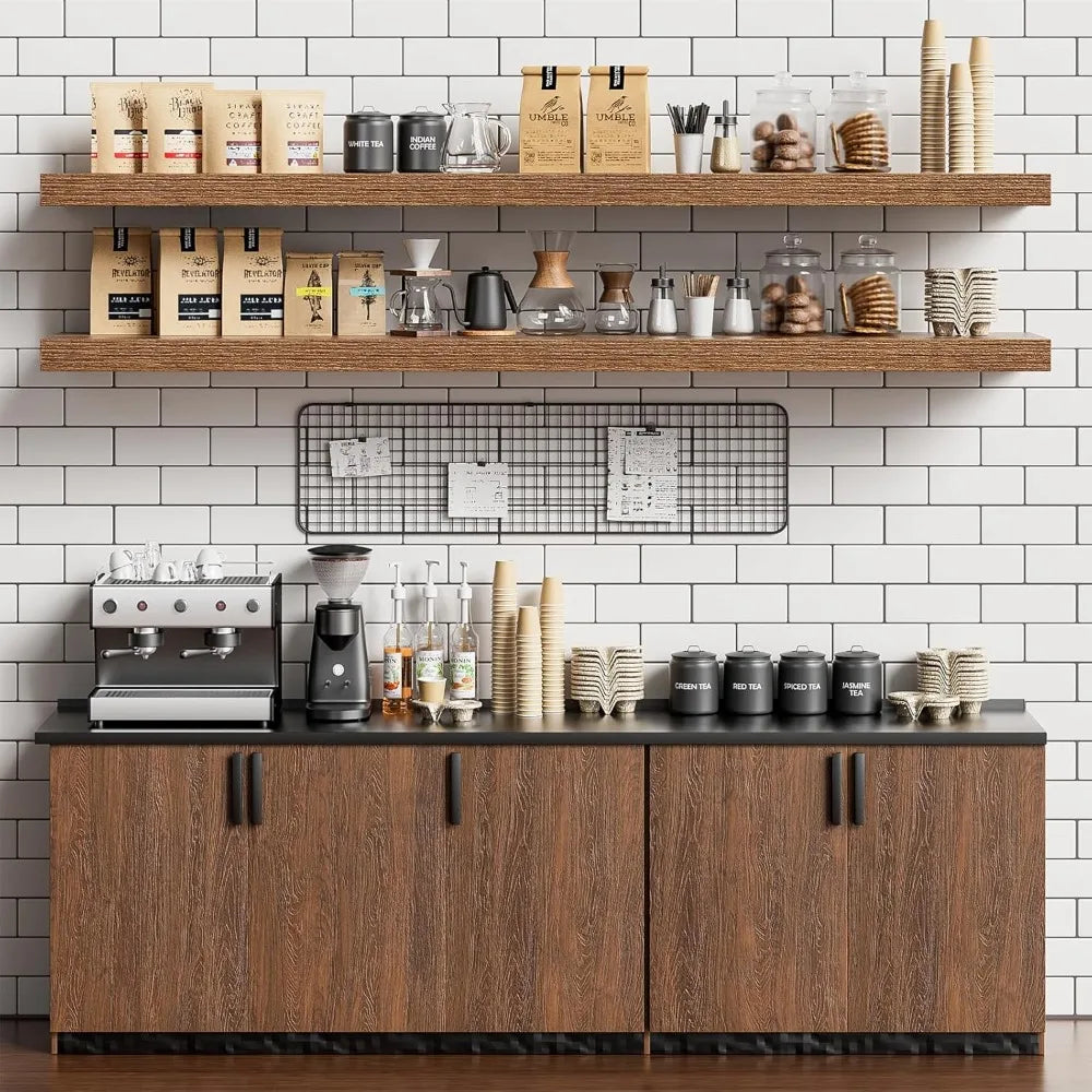 55 Inch Long Floating Shelves for Wall,9.3" Deep Walnut Floating Shelves Set of 2,Large Display Shelf & Storage Shelf,Wall Shelv