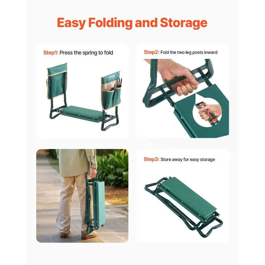 Hign-concerned Garden Kneeler And Seat Folding Garden Stool
