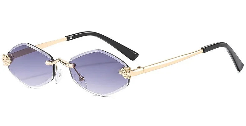 Frameless Rhombus Womens Sunglasses Elegant Versatile UV400