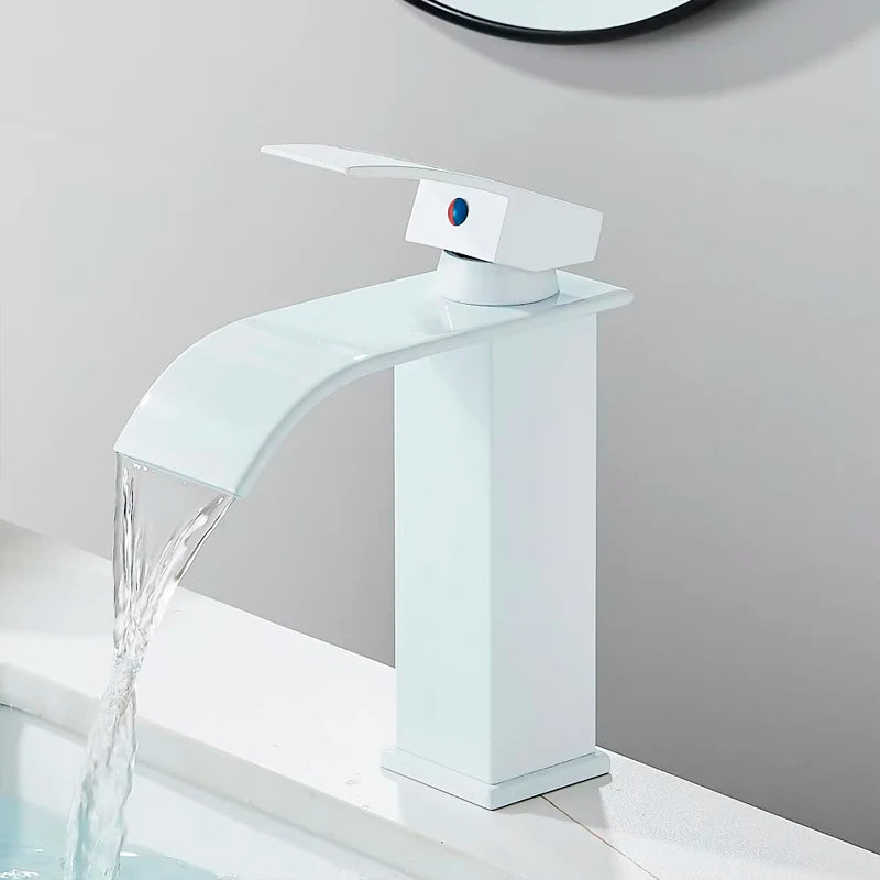 Basin Faucet 5 Colors Deck Mounted Single Handle Bathroom Crane Long Spout Lavatory Sink Hot Cold Mixer Tap
