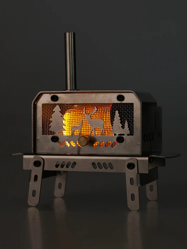Outdoor Firewood Stove with Chimney Wood Burning Stove Stainless Steel Camping Wood Stove for Backpacking Fishing