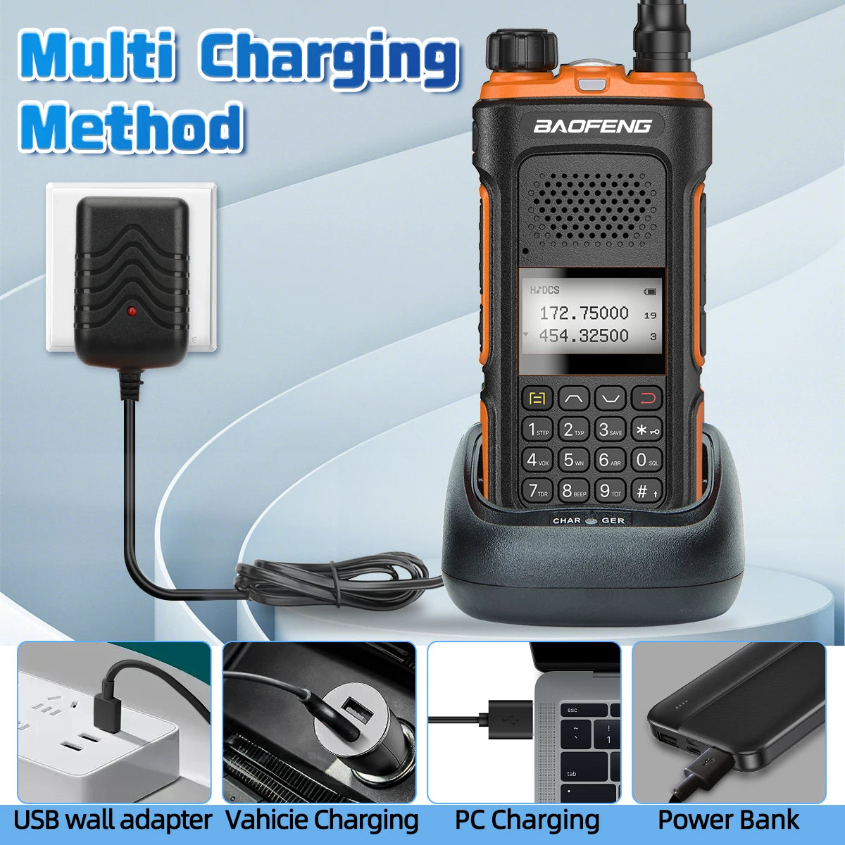2PCS BAOFENG Walkie Talkie Original Long Range Wireless Copy Frequency UHF VHF 999CH NOAA Type-C Charger Ham Radio for Hunting