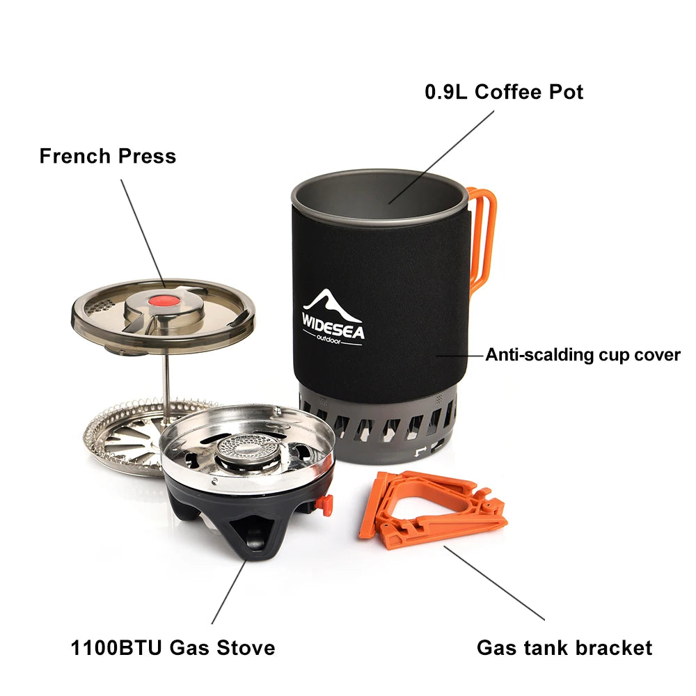 Widesea Camping Cooking System With Heat Exchanger Stove