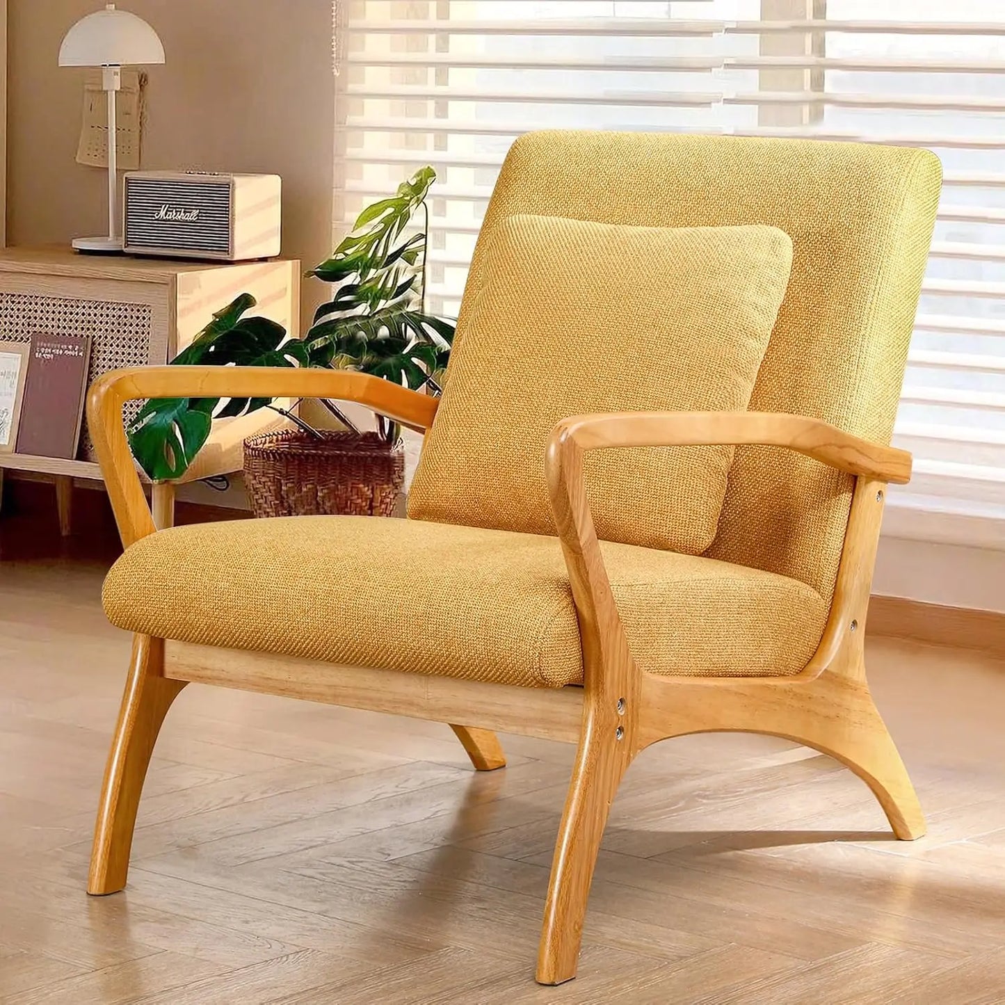 ZUIYU Mid Century Modern Accent Chair With Lumbar Pillow