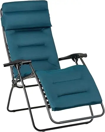 Futura Air Comfort Zero Gravity Chair XL Series Outdoor Lounge Relaxation with Headrest, Cushion, Footrest and Foot Glides, Tau