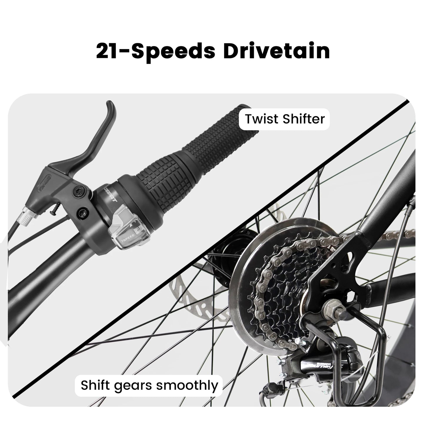 Ecarpat 26 Inch Mountain Bike with Fat Tires and 21 Speeds