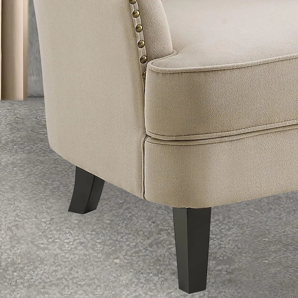 Accent Chair and Ottoman Set - Button Tufted Armchair for Living Room, Bedroom, Reading - Mid-Century Modern Lounge Chair