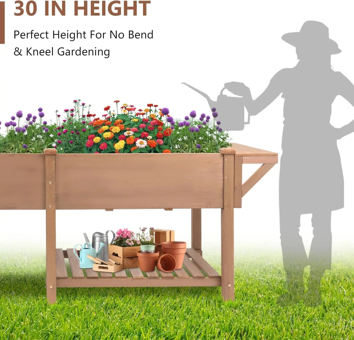 Hign Concerned Raised Garden Bed With Legs Outdoor Shelf