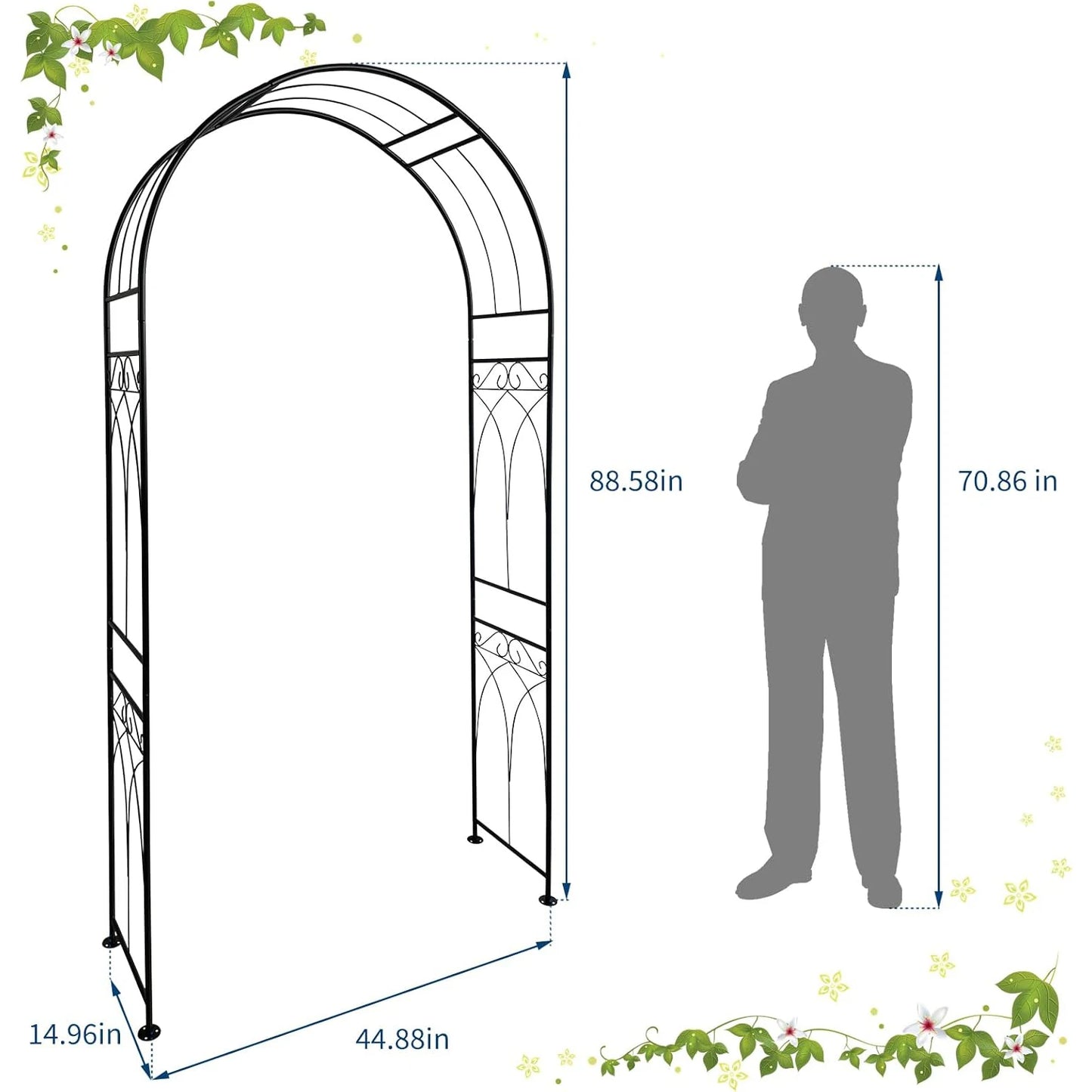 TWISTER.CK Metal Garden Arch For Climbing Plants And Vines
