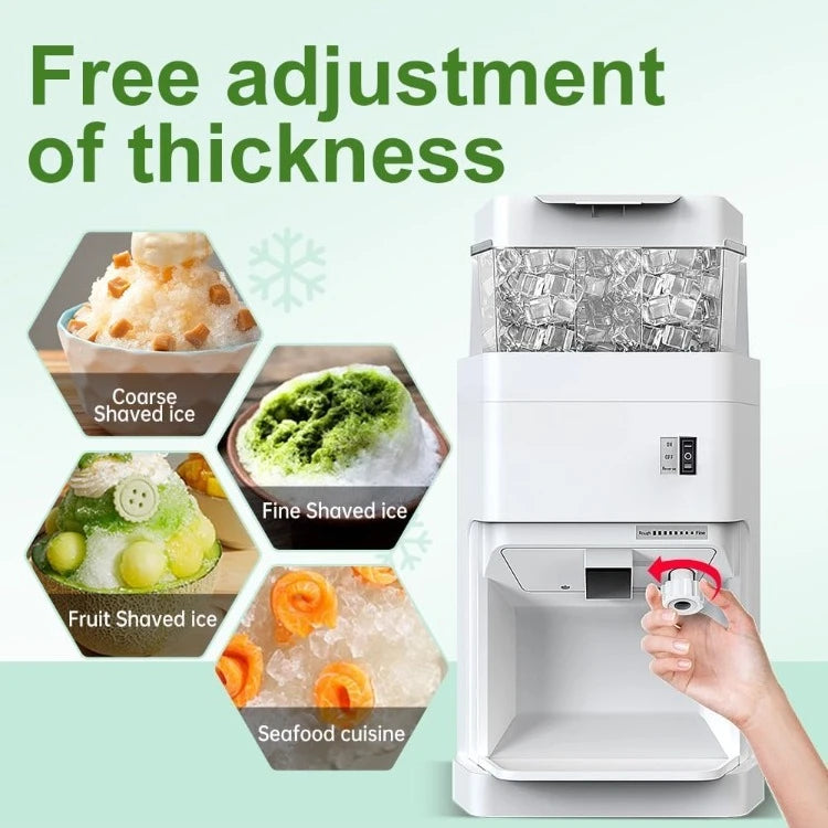 110V Electric Ice Crusher Shaver, 380W Snow Cone Machine, Thickness Adjustable Ice Shaving Machine 881LBs/hr Rotate Speed & Stro