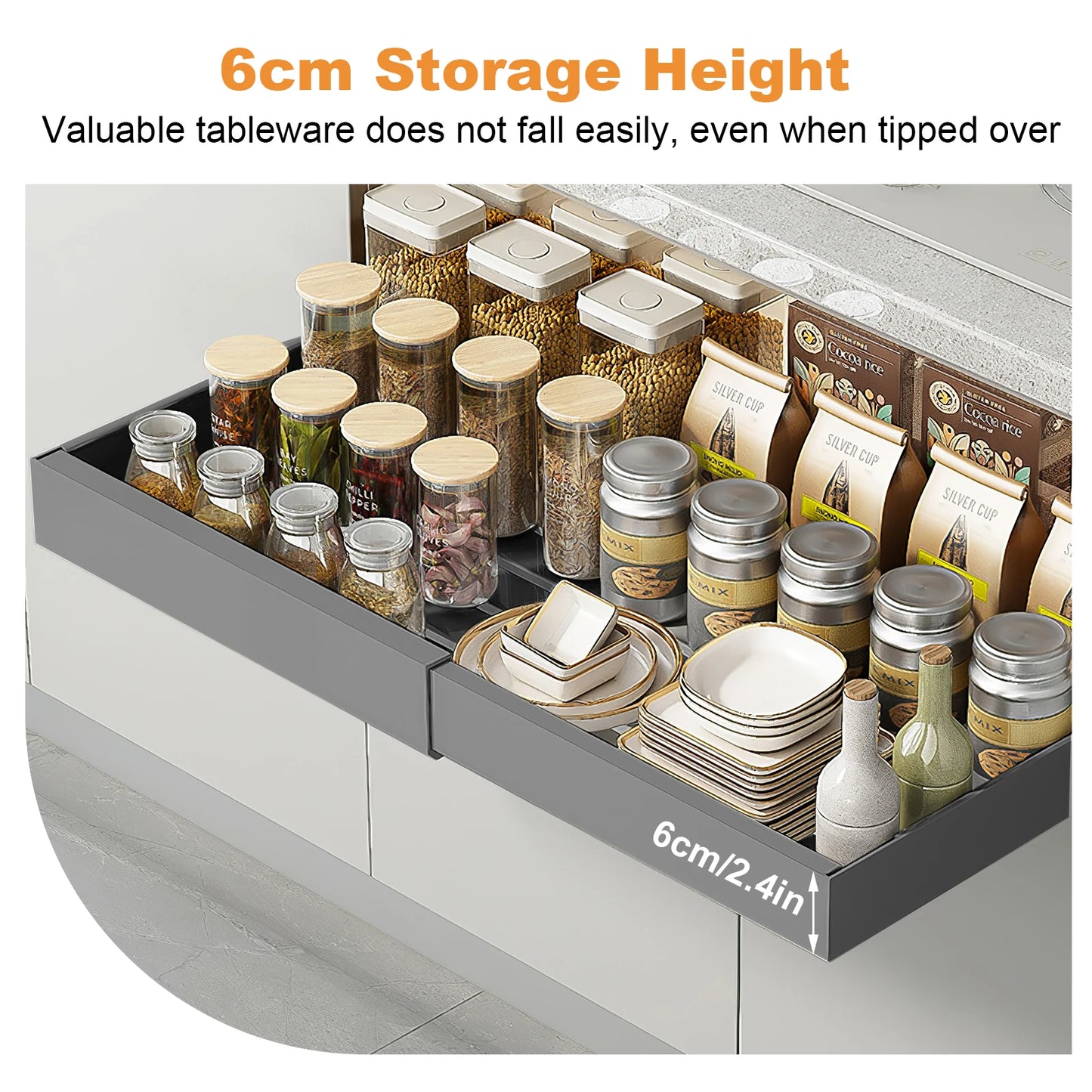 Hign-Concerned Pull Out Cabinet Organizer 2 Pack Expandable