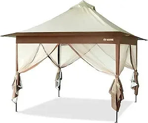 12’x12’ Top 10’x10’ Base Gazebo Outdoor Pop up Canopy Tent with Curtains and Shelter for Patio, Party & Backyard (Grey, 12 * 12