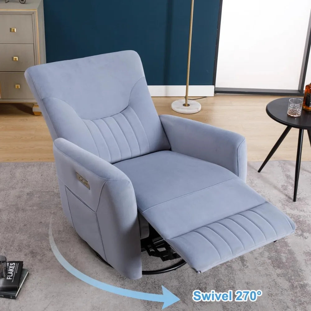 Swivel Rocker, Power Recliner Chair, Nursery Glider Recliner with Adjustable Headrest, USB Ports, Living Room Chairs