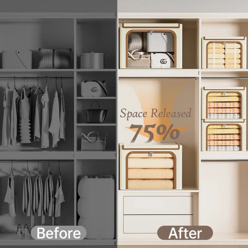 OEINGCN 3 Pack Clothes Storage Bins With Metal Frame