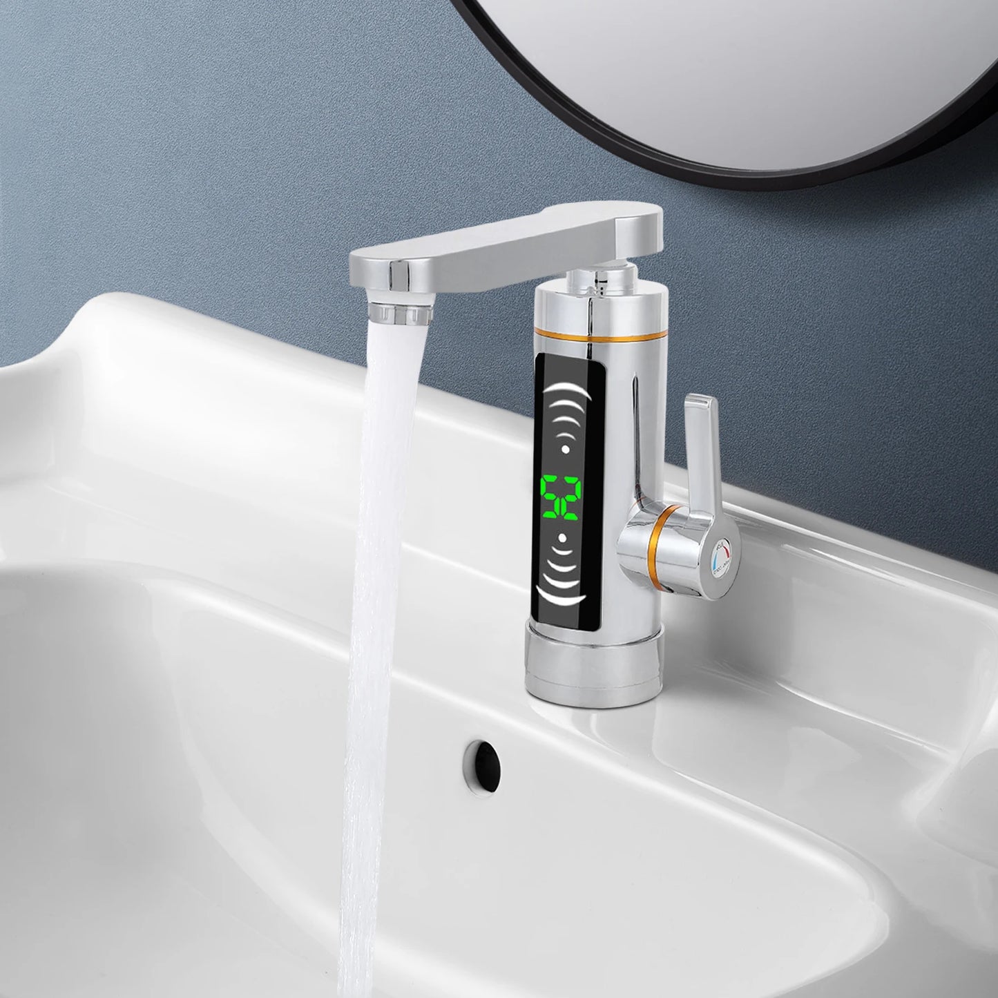 Electric Water Heater Faucet Instant Fast Heating Tap with LED Digital Display Rotatable for Bathroom Kitchen