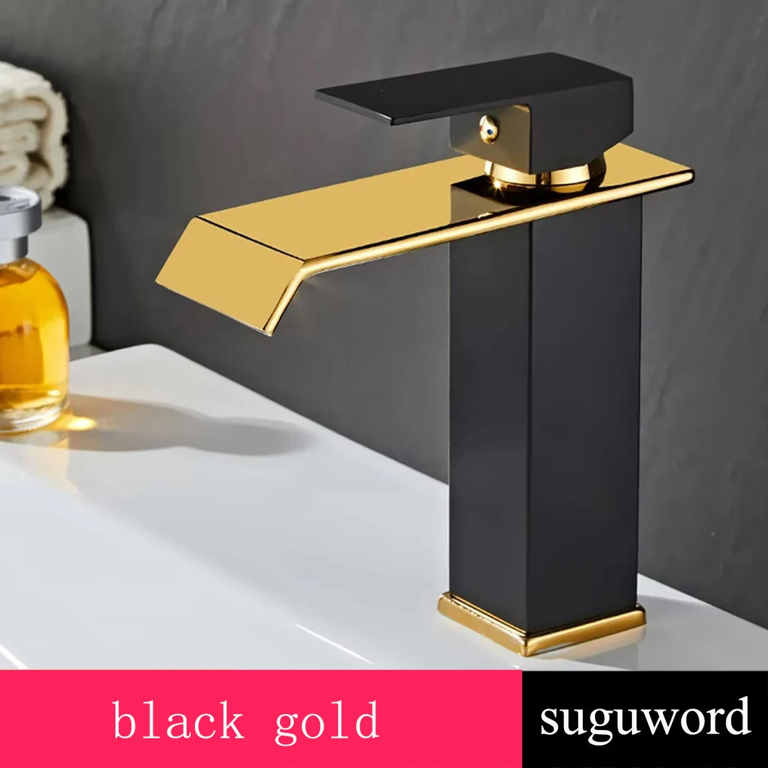 Basin Faucet 5 Colors Deck Mounted Single Handle Bathroom Crane Long Spout Lavatory Sink Hot Cold Mixer Tap