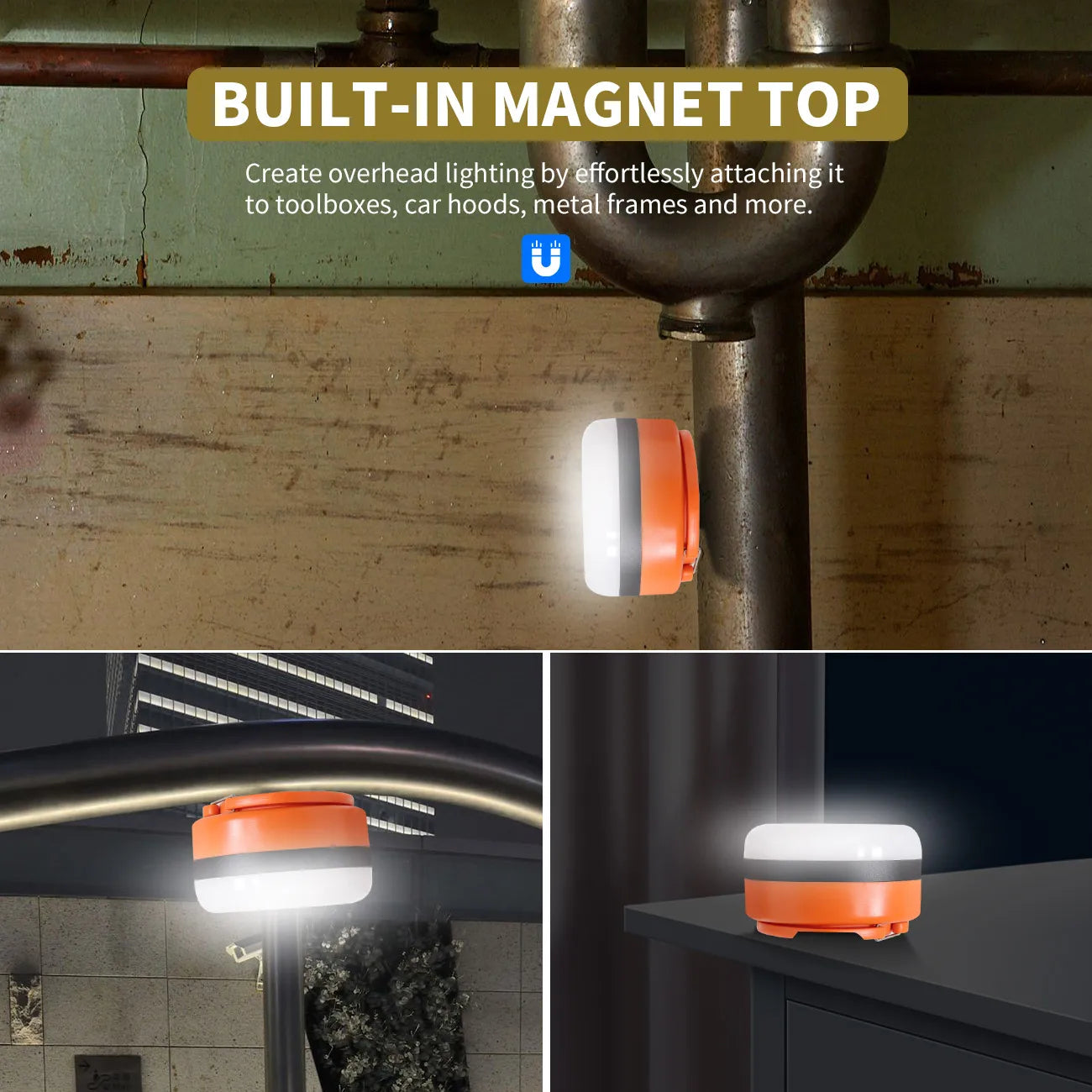 Portable Camping Lantern with Magnet Base 3 Lighting Modes Rechargeable Emergency Light Market Lights Outdoor Camping Bulb Tent