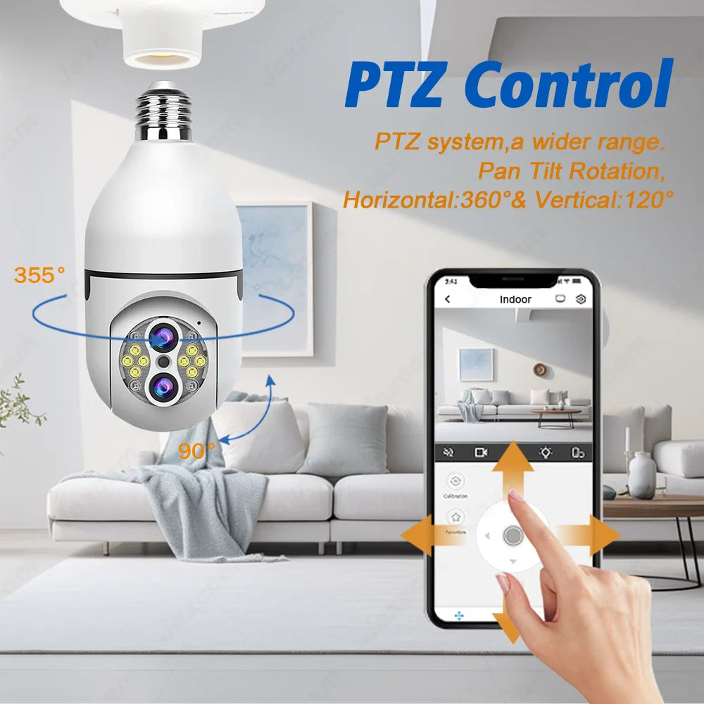 IPC360 Home 10X Zoom 4K 8MP E27 Bulb Camera Free 128G Card Auto Tracking Dual Lens Surveillance Security Protection WiFi Camera