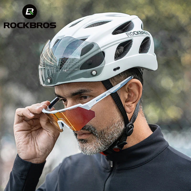 ROCKBROS Lightweight Cycling Helmet with Goggles for Safety