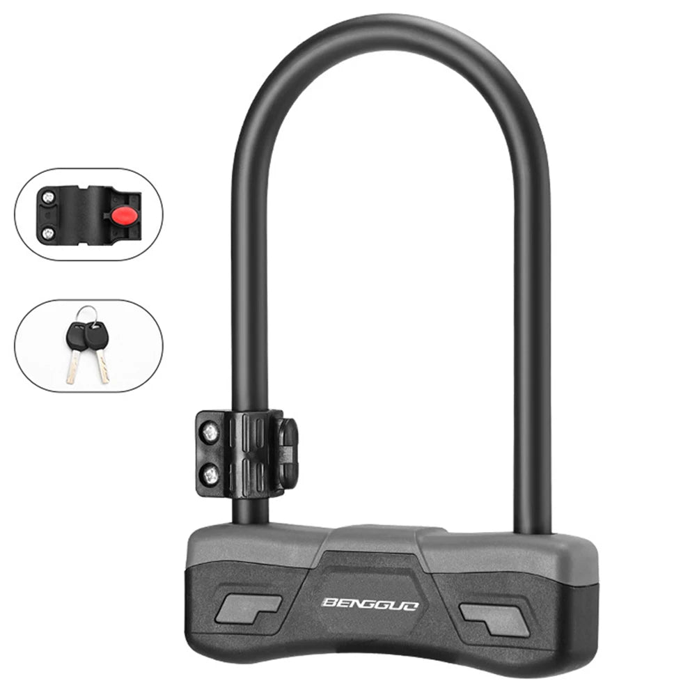 Bicycle U Lock with Mounting Bracket Bicycle U-shaped Lock with 2 Keys Bicycle U-Lock for Road Mountain Electric Bike