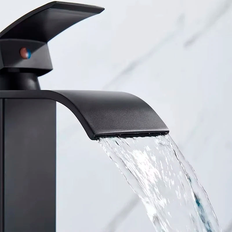 Basin Faucet 5 Colors Deck Mounted Single Handle Bathroom Crane Long Spout Lavatory Sink Hot Cold Mixer Tap
