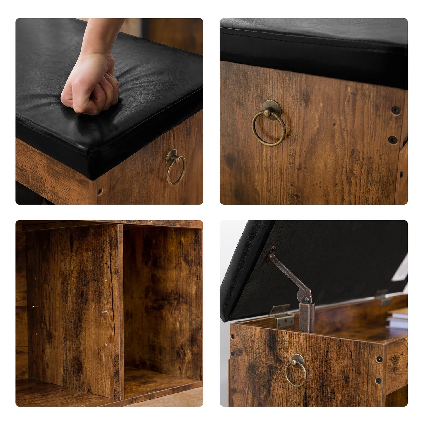 Shoe Storage Bench with Padded Cushion, Entryway Bench with Flip-Open Storage Box stools & ottomans, Shoe Rack