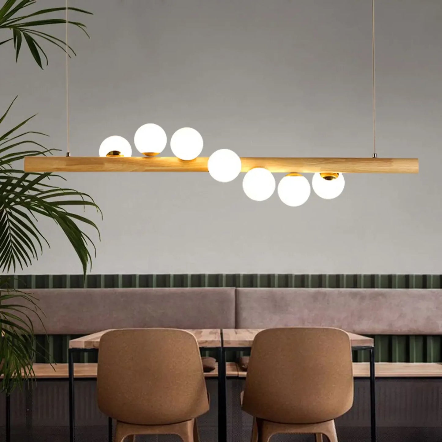 Modern 7 Light Glass Bubble Chandelier Linear Pendant Lamp