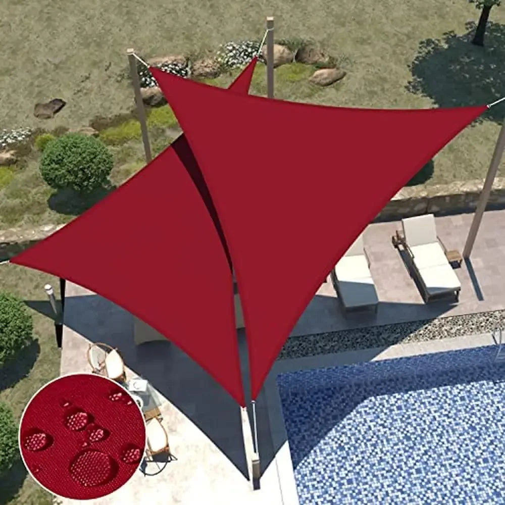 Waterproof Equilateral Triangle Sun Shade Sail Canopy UV Blockage Patio Pergola Garden Red Durable Polyester Fabric Easy