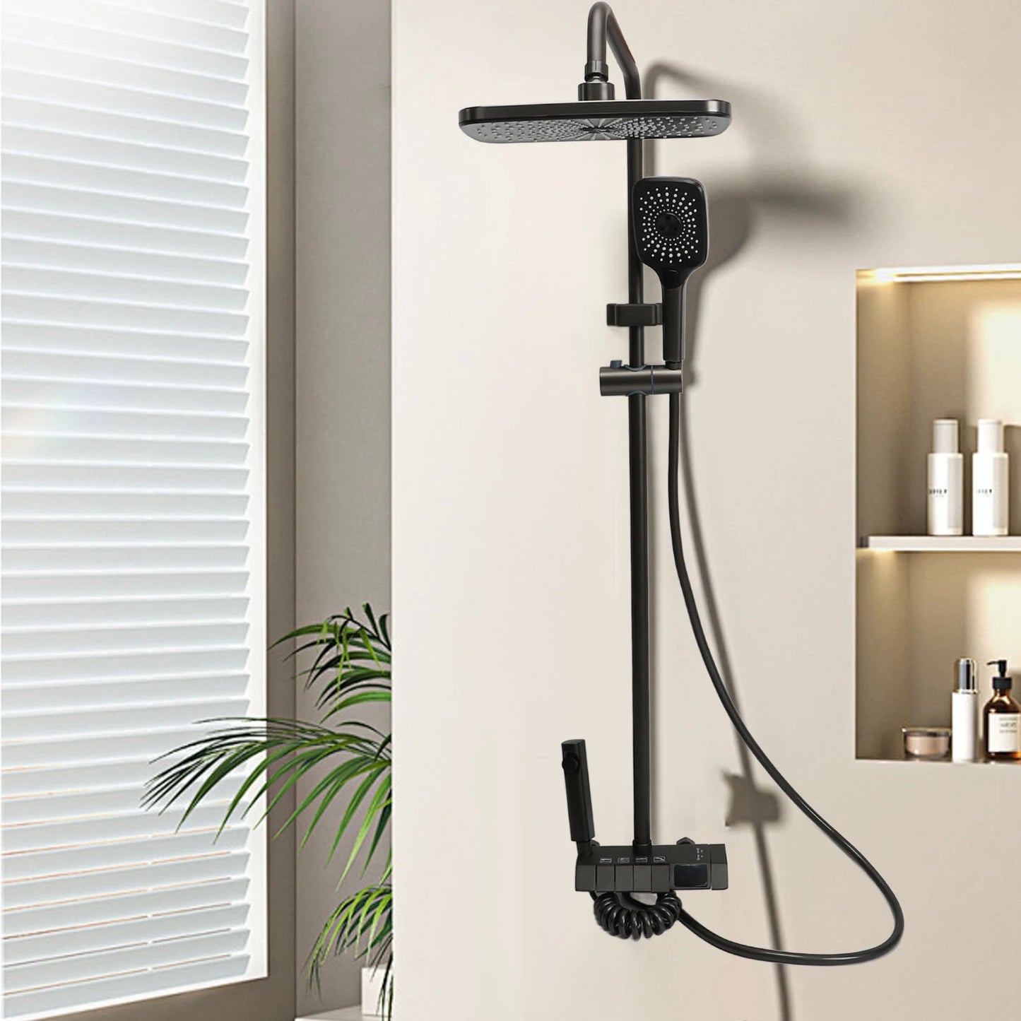 Bathroom Shower Head Set NPT 1/2 Push Button Comfortable Rainfall Shower Head With Handheld Sprayer Combo