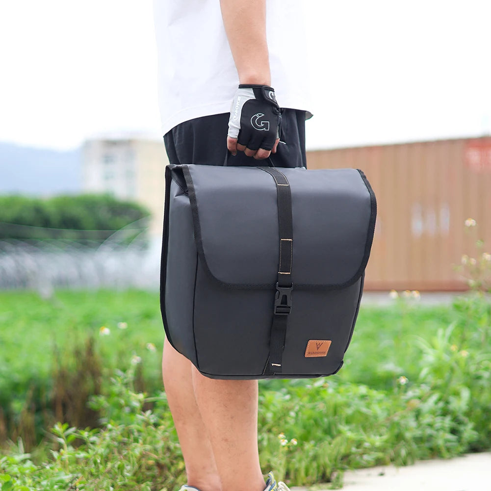 Bicycle Rear Seat Bag Large Capacity Trunk Pannier Bag Waterproof Rear Seat Panniers Pack with Handle for Outdoor Riding Travel