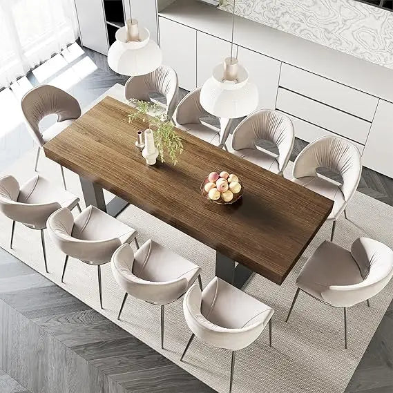 Farmhouse Rustic Extendable Dining Room Table for 8 10, 70.9" (86.6") x 31.5", Rectangular Dinner Table for 6-10, Mid Century M